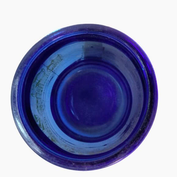 Quebec Canada Souvenir Cobalt Blue Glass Mug Wooden Handle Vintage - Picture 11 of 12